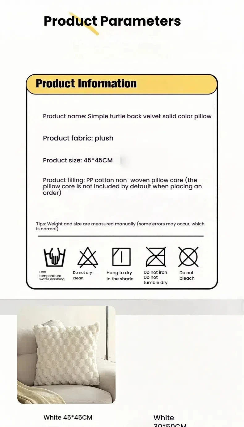 1PC Pineapple Grid  3D Soft Plush Throw Pillow Cover Decorative Cushion Case for Sofa Living Room Bedroom & Home Decor