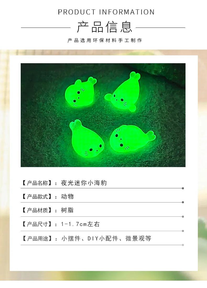 10/20/50pcs Kawaii Luminous Mini Seal Pup Resin Glow At Night Marine Animal Figurines Ornament Fairy Garden DIY Accessories