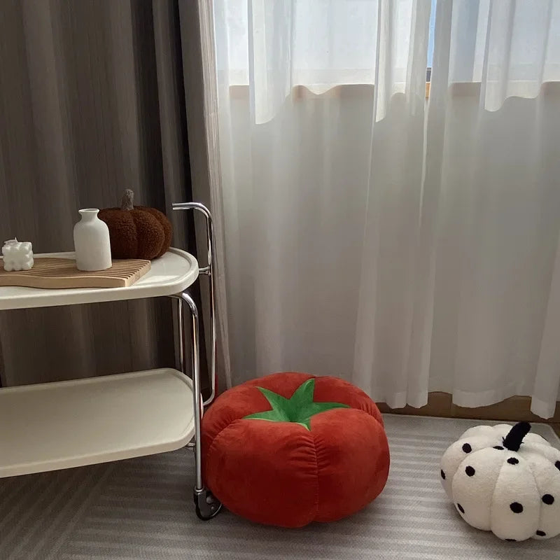Thickened Cushion with Tomato-Shaped Pillow Vegetable Mushroom Persimmon Round Cushion Pad for Window Seat Pillows for Bedroom