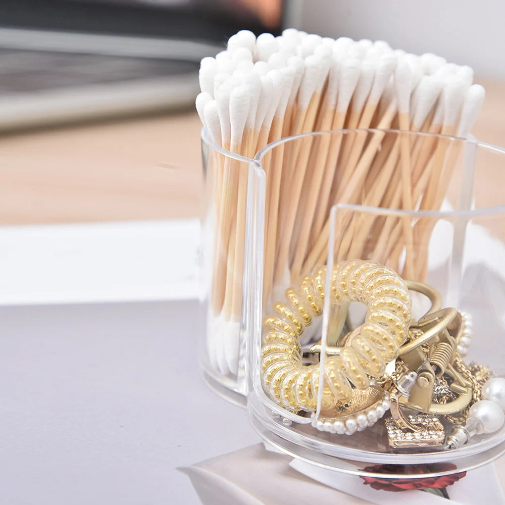 Cotton Round Pad Holder Powder Puff Storage Box Home Cotton Swab Box Makeup Organizer Dustproof Portable Durable Bathroom Jar