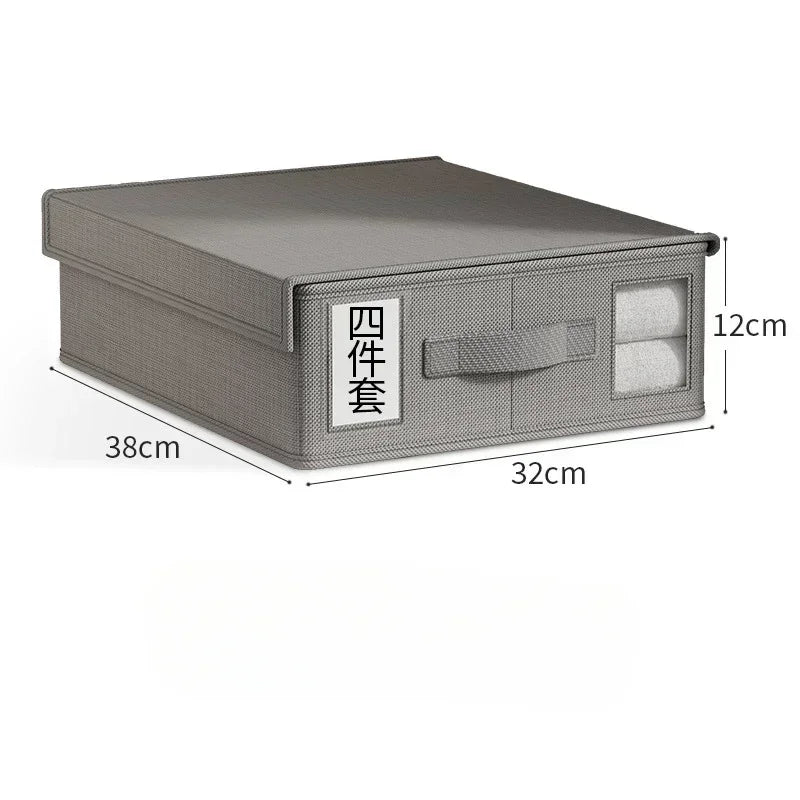 Sheet Set Storage Box Organizer Fabric Folding Window Zipper Blanket Organizer Box Wardrobe Bed Clothes Storage Organizer