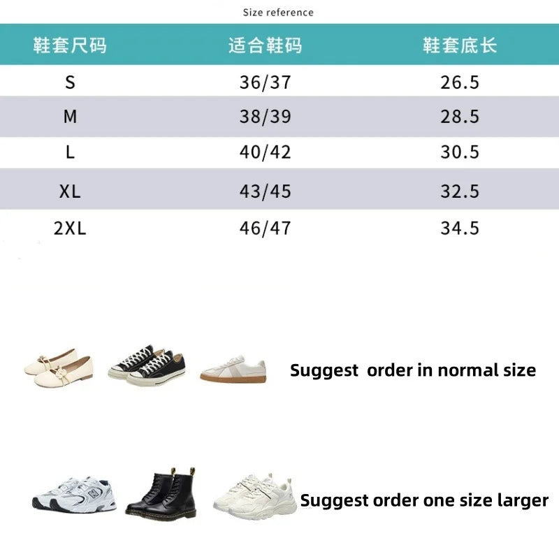Reusable Anti-Slip PU Leather Waterproof Shoes Cover Water Boots Cycling Hiking Overshoes Rain Snow Wet Sand Shoes Protectors