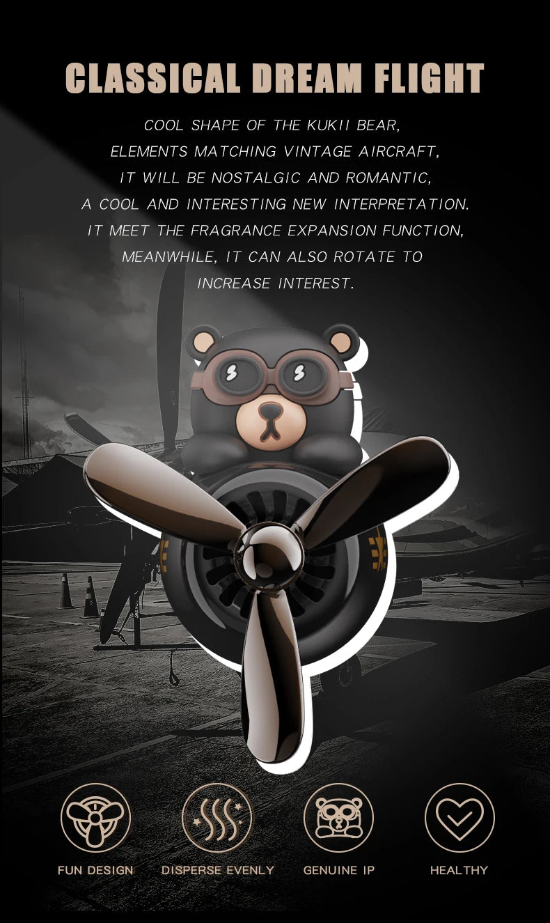 Rotating airplane pilot bear car air fresheners accessories interior decorations fan vent clips perfume fragrance diffuser aroma
