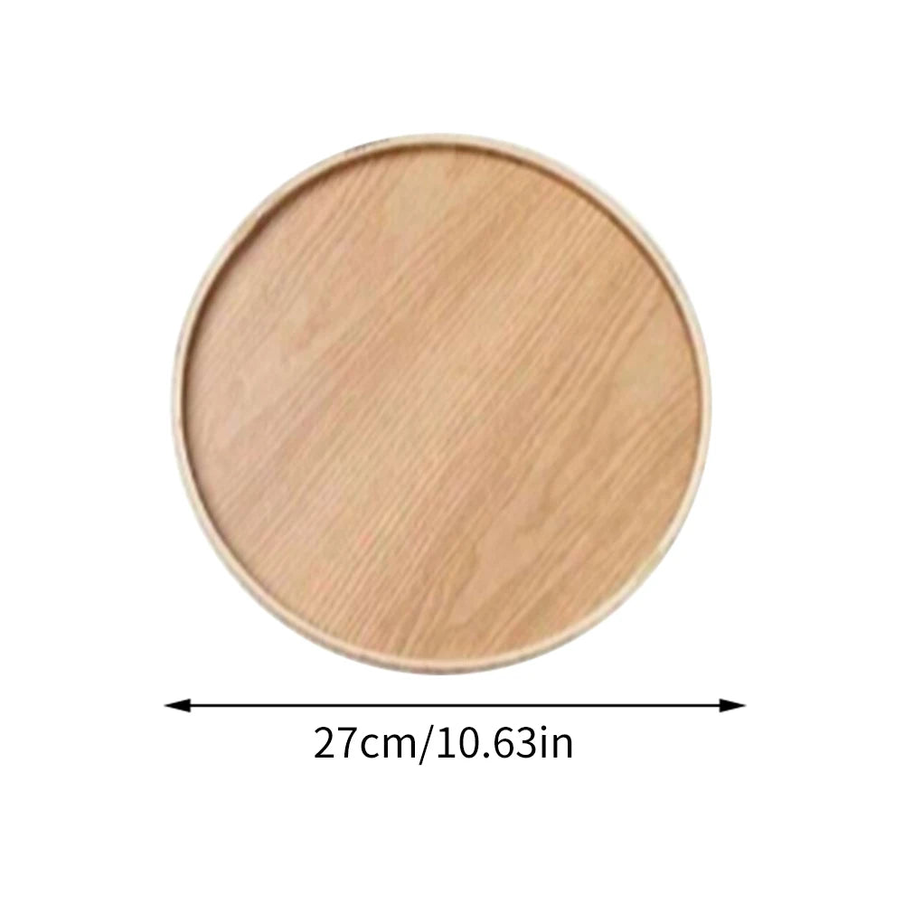 Round Wooden Serving Tray 21/27/30cm Wood Platte Decorative Tray for Coffee Home Table Breakfast Dinner Tea Food Tray