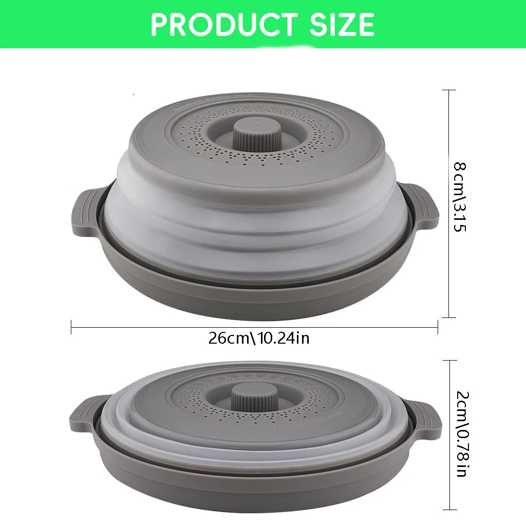 10.2 inch Microwave Plate Cover 2 In 1 Cover as Splatter Guard Collapsible Lid for Plate Dish Bowl Multi-Purpose Kitchen Gadget