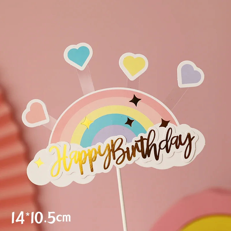 Rainbow Unicorn Cake Topper  Girl Baby Shower Birthday Decoration Kids Liked Unicorn Theme Decor Cupcake Party Baking Supplies