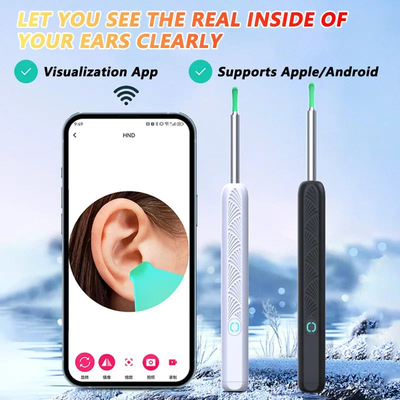 Visual Ear Wax Cleaner with Camera Safe Earwax Removal Endoscope with 5M Camera Luminous Otoscope Ear Cleaning Tools Ear Care