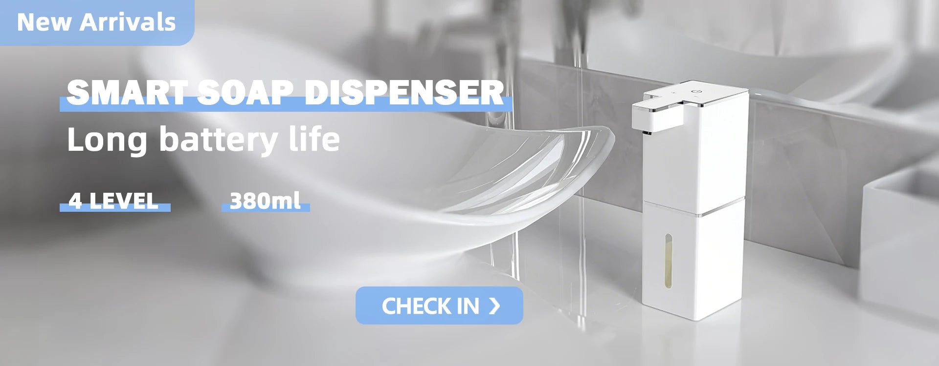 HQ Automatic Soap Dispenser bathroom accessories Automatic Liquid soap dispenser 360ML TYPE-C White 4 Level Foam Soap Dispenser