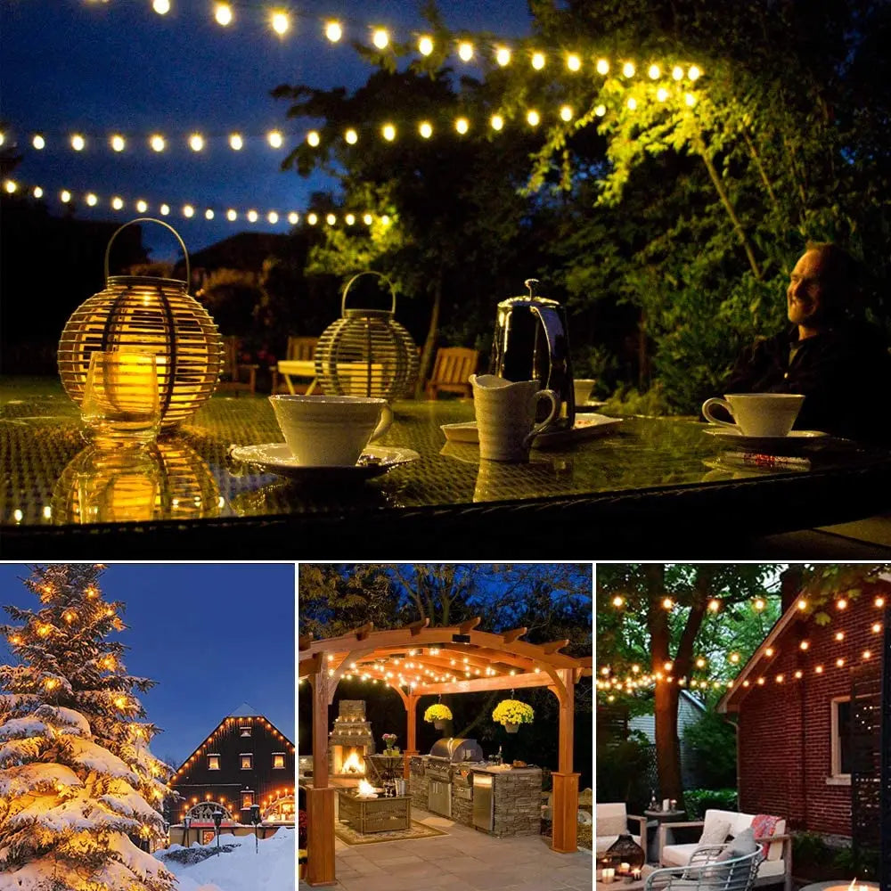 Solar G40 Outdoor String Lights with Remote Controls LED Shatterproof Globe Bulb IP65 Waterproof Patio Light for Garden Decor