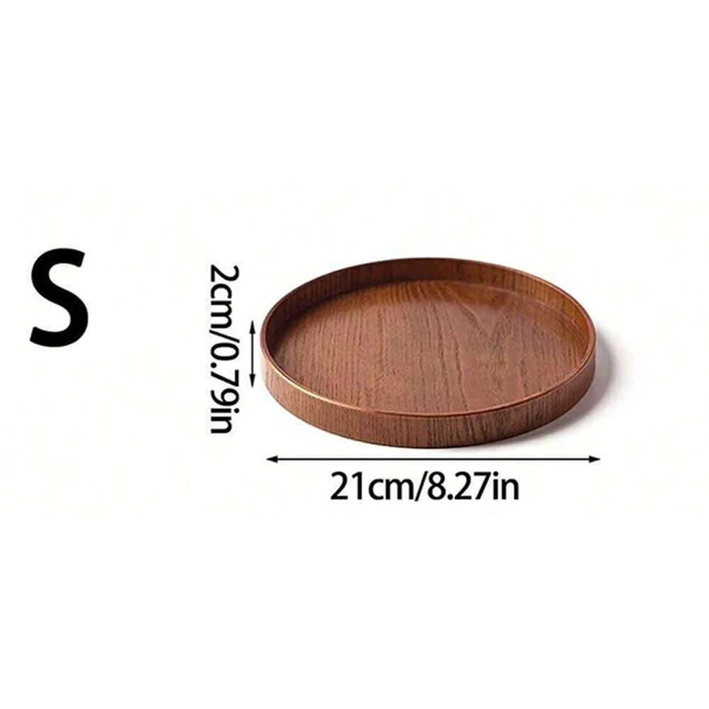 Round Wooden Serving Tray 21/27/30cm Wood Platte Decorative Tray for Coffee Home Table Breakfast Dinner Tea Food Tray