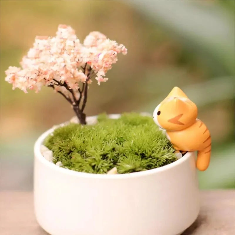 6Pcs/Set Cartoon Lucky Cat  Home Garden Bonsai Decorations Miniatures Gift Lovely Micro Landscape Kitten Miniature Craft