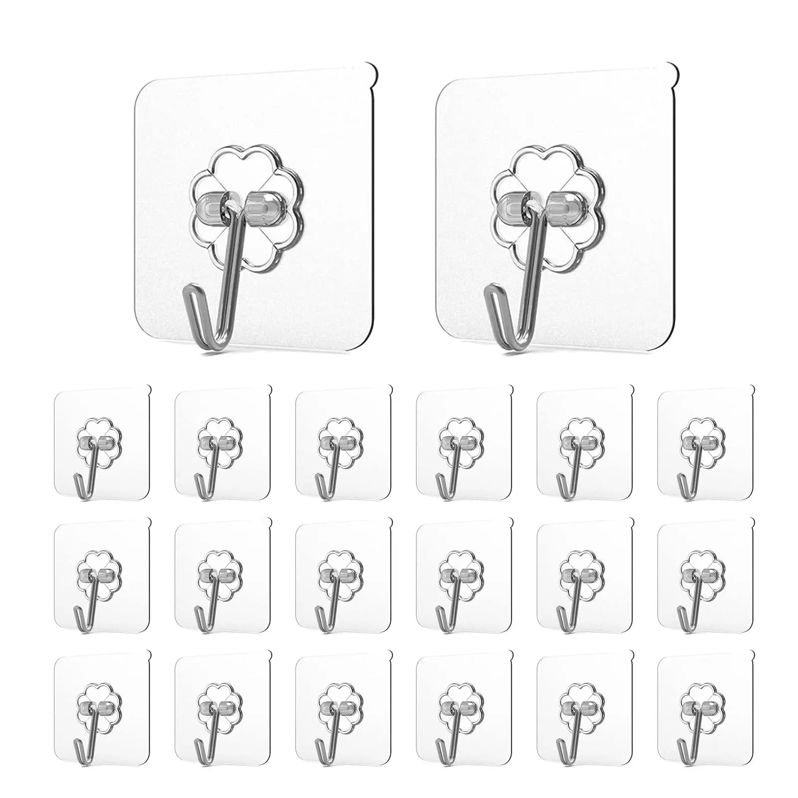 30pc Transparent Wall Mount Hooks - Strong Grip, Traceless, Easy Install, Multifunctional for Modern Decor