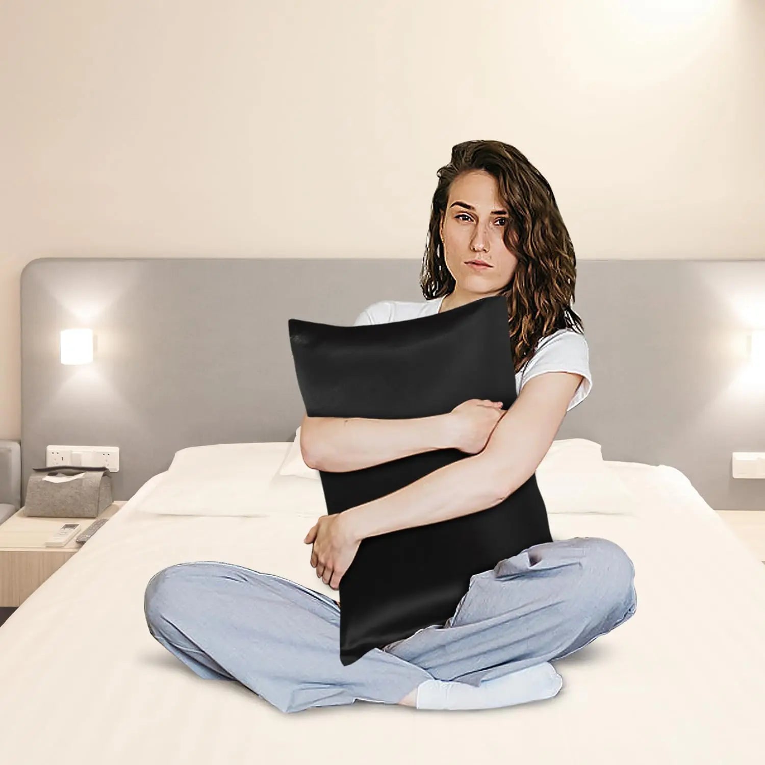 2pcs Satin Silk Pillowcase for Hair and Skin, Coral Pillow Cases Standard Size Set of   Super Soft Pillow Case