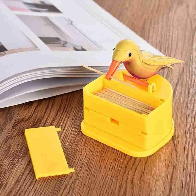 1Pc New Small Bird Toothpick Container Automatic Toothpick Dispenser Toothpick Holder Home Decoration Kitchen Accessories