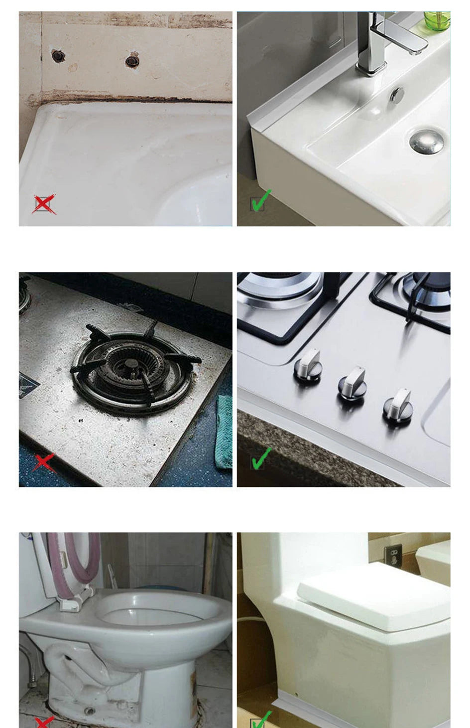 3.2M Bath Caulk Tape Self Adhesive PVC Oil-Proof Kitchen Sink Edge Corner Wall Sticker Waterproof Toilet Sealing Strip Tape