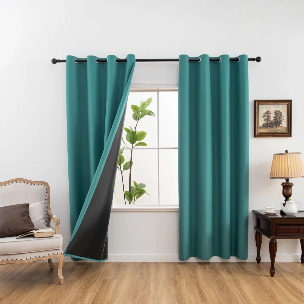 1pc Solid Blackout Curtains with Grommets, Total Privacy Drapes for Bedroom