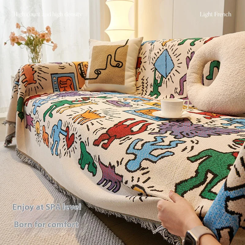 Sofa Cushion Cloth Double Sided Sofa Cover Thick Non-Slip Sofa Cover Full Cover Knee Blanket Cover Cloth Sofa Blanket