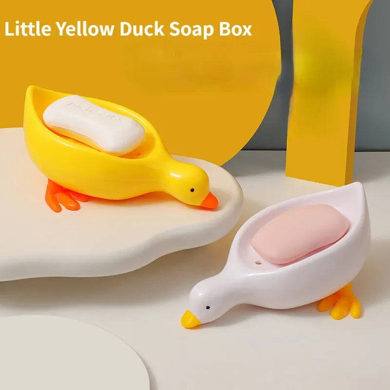 Soap Tray Self-draining Soap Rack Cute Duck-shaped Creative Rack for Shower Bathroom Kitchen Tub Sink Tray Bracket Bathroom