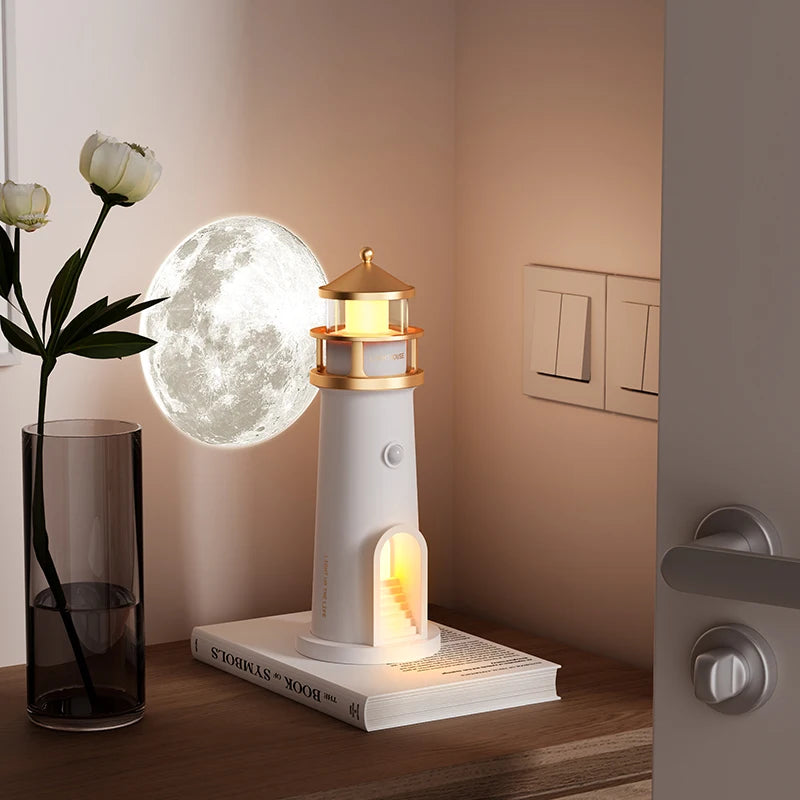 Moon Lamp Projection Lighthouse Lamps Night Light Remote Control Bluetooth Music Motion Sensor Ambient Lights Xmas Birthday Gift