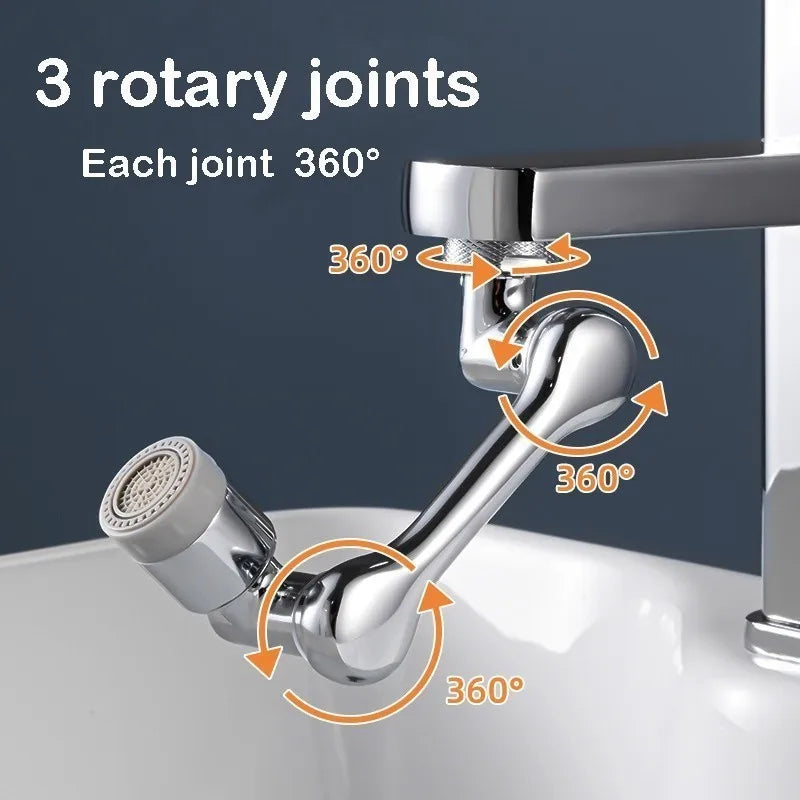 1080° Rotatable Extension Faucet Sprayer Head 2 Spray Modes Universal Bathroom Tap Extend Adapter Aerator