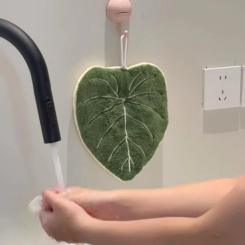 Hot Plant Hand Towel Cleaning Towel Absorbent Handkerchief Hanging Thickened Kitchen Towel Bathroom Kitchen Accessories