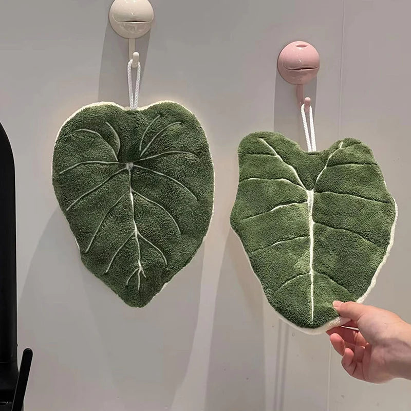 Hot Plant Hand Towel Cleaning Towel Absorbent Handkerchief Hanging Thickened Kitchen Towel Bathroom Kitchen Accessories