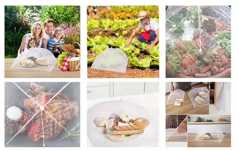 Foldable Food Mesh Cover Fly Anti Mosquito Pop-Up Food Cover Umbrella Meal Vegetable Fruit Breathable Cover Kitchen Accessories