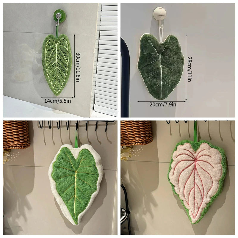 Hot Plant Hand Towel Cleaning Towel Absorbent Handkerchief Hanging Thickened Kitchen Towel Bathroom Kitchen Accessories