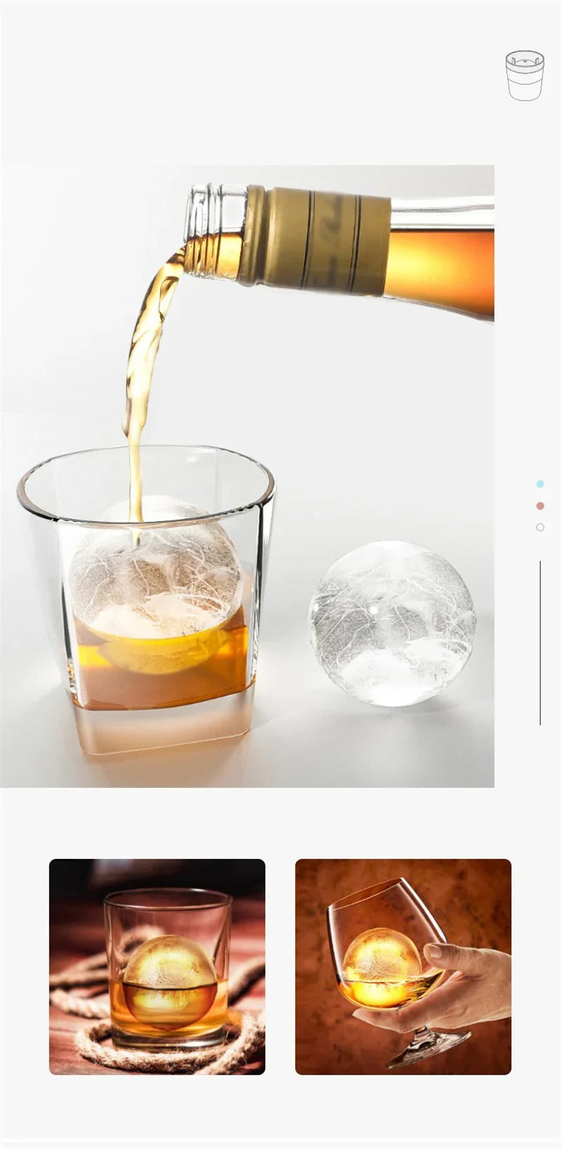 Silicone Ice Maker Food Grade Sphere Ice Mold Stackable Slow Melting DIY Ice Ball For Cocktail Whiskey Drink Home Bar