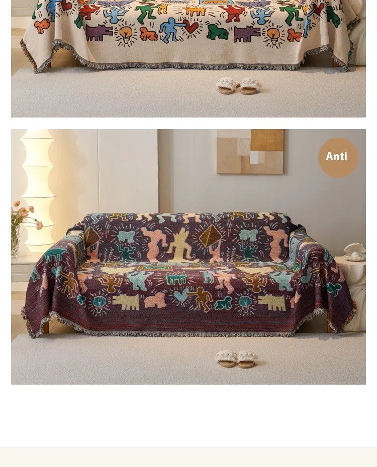 Sofa Cushion Cloth Double Sided Sofa Cover Thick Non-Slip Sofa Cover Full Cover Knee Blanket Cover Cloth Sofa Blanket