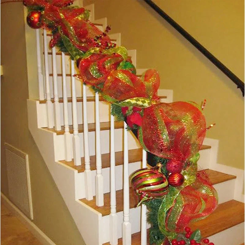 Christmas Tree Decorations Ribbon Mesh Ribbon for Wreath Bow Garland 2025 Christmas Decor Home Decor Gifts Navidad New Year 2026 (副本) (副本)