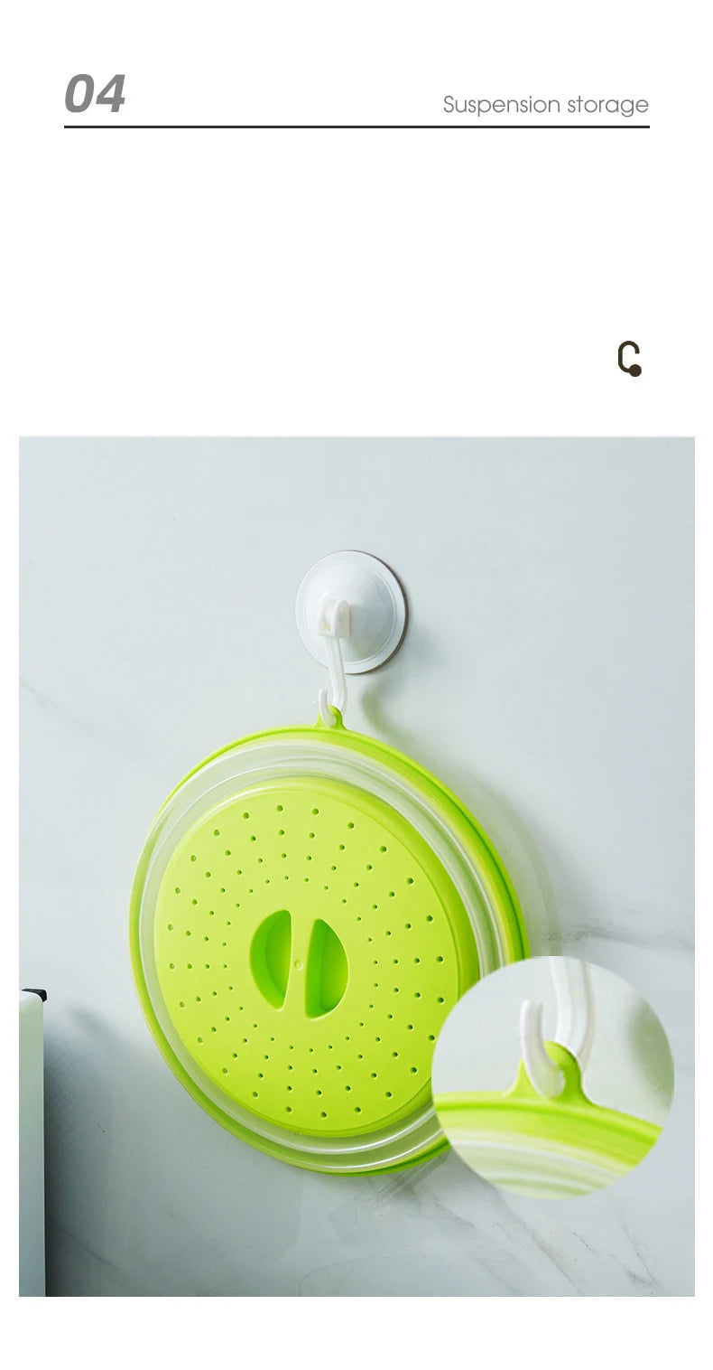 10.2 inch Microwave Plate Cover 2 In 1 Cover as Splatter Guard Collapsible Lid for Plate Dish Bowl Multi-Purpose Kitchen Gadget