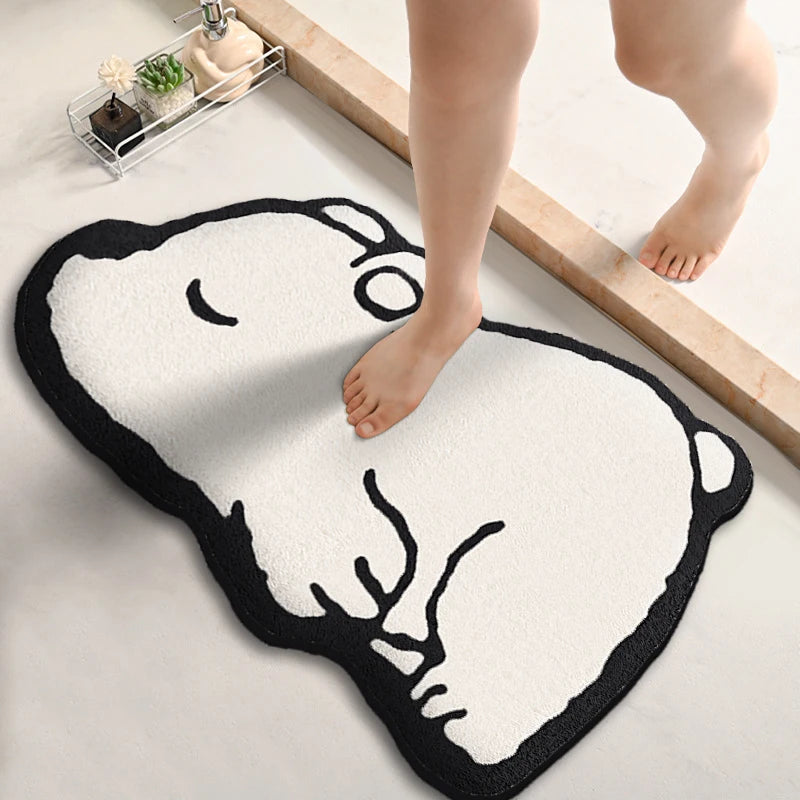 Thickened special-shaped bathroom absorbent floor mat flannel toilet mat shower room non-slip and dirt-resistant foot mat