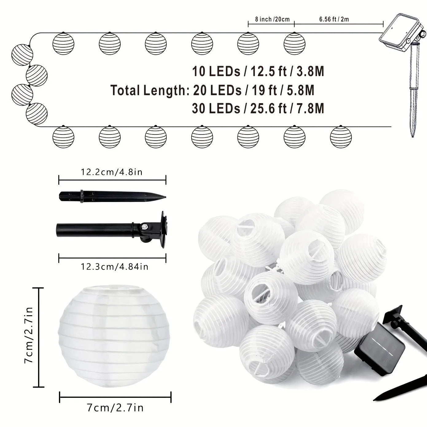 LED Solar Lantern String Lights Outdoor Garland Fairy Lights Solar Powered Garden Decorative Light for Christmas Wedding Party