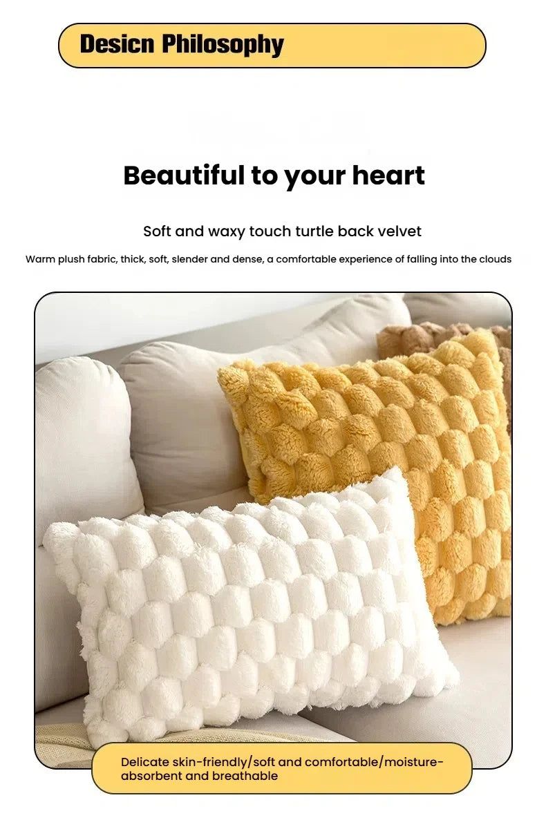 1PC Pineapple Grid  3D Soft Plush Throw Pillow Cover Decorative Cushion Case for Sofa Living Room Bedroom & Home Decor