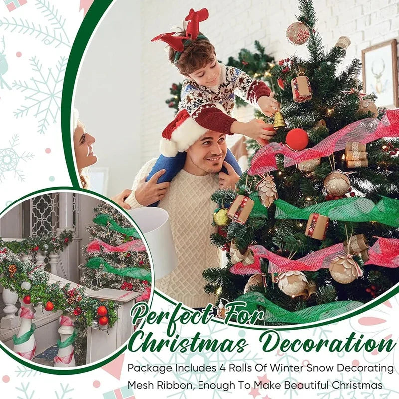 Christmas Tree Decorations Ribbon Mesh Ribbon for Wreath Bow Garland 2025 Christmas Decor Home Decor Gifts Navidad New Year 2026 (副本) (副本)