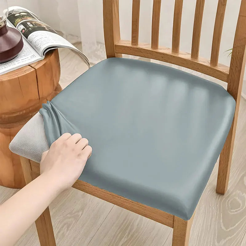 aterproof PU Chair Cushion Cover For Kitchen Dining Room Leather Seat Cover Dining Room Chair Seat Cushion Cover Solid Color