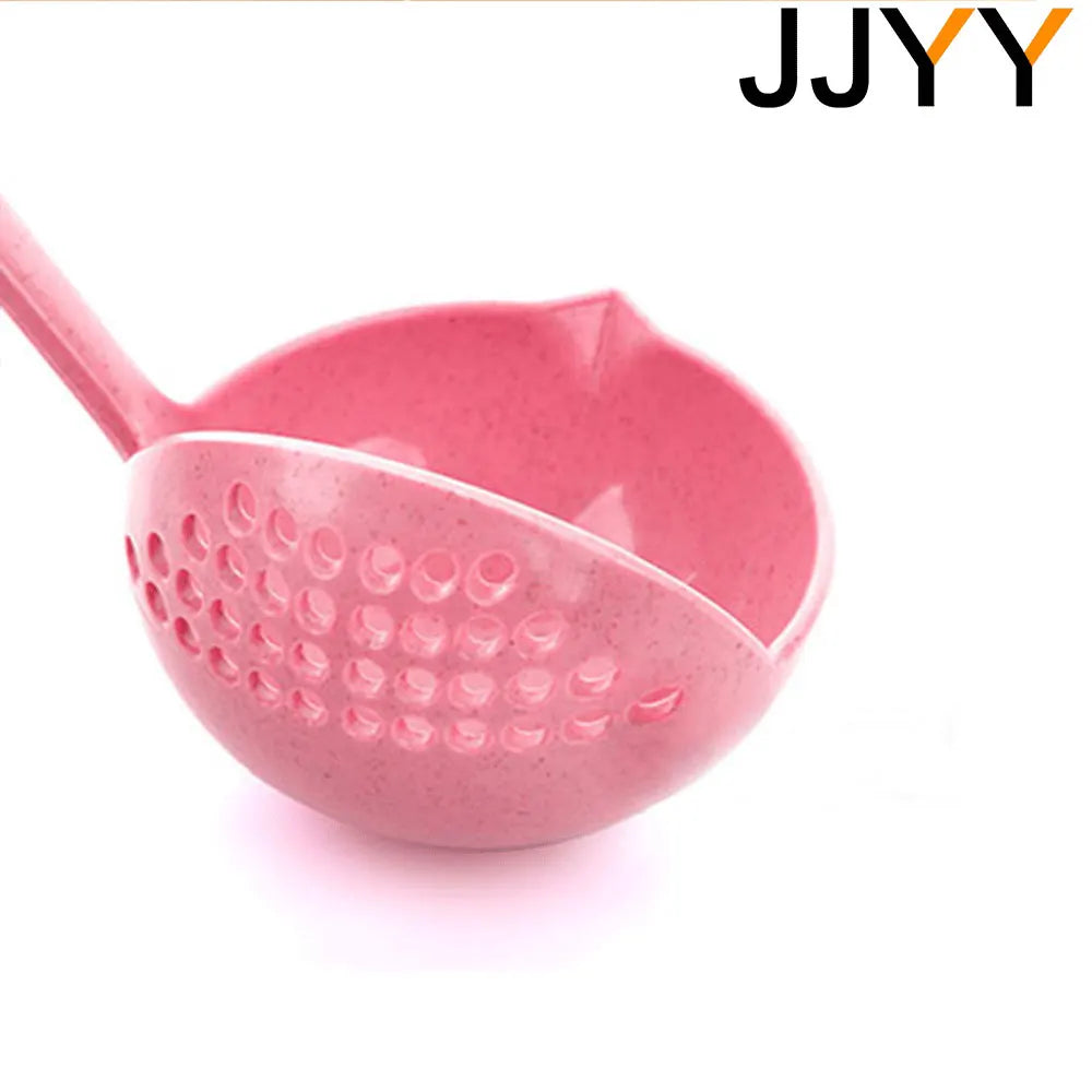 JJYY The 2 in 1 Kitchen Spoon Spoon Long handle Plastic Colander Filter Tableware Hot Pot Spoon