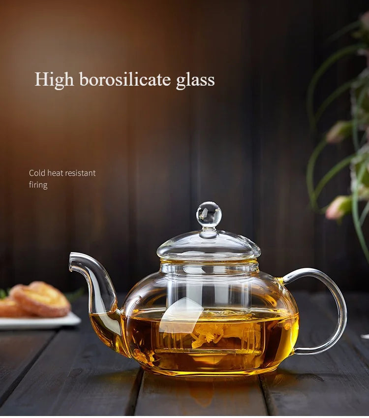 400ml/1000ml Heat-resistant Glass Tea Pot Flower Kettle Kung Fu Teawear Set Tea Strainer Infuser Puer Oolong Barley Pot Teaware