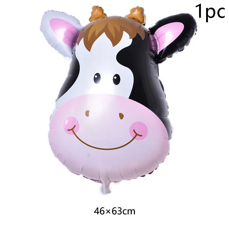 7pcs Farm Animal Balloons for Farm Birthday Party Decorations Supplies Cow Donkey Sheep Pig Chicken Foil Balloon Baby Shower