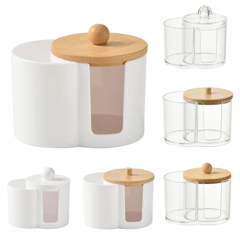 Cotton Round Pad Holder Powder Puff Storage Box Home Cotton Swab Box Makeup Organizer Dustproof Portable Durable Bathroom Jar