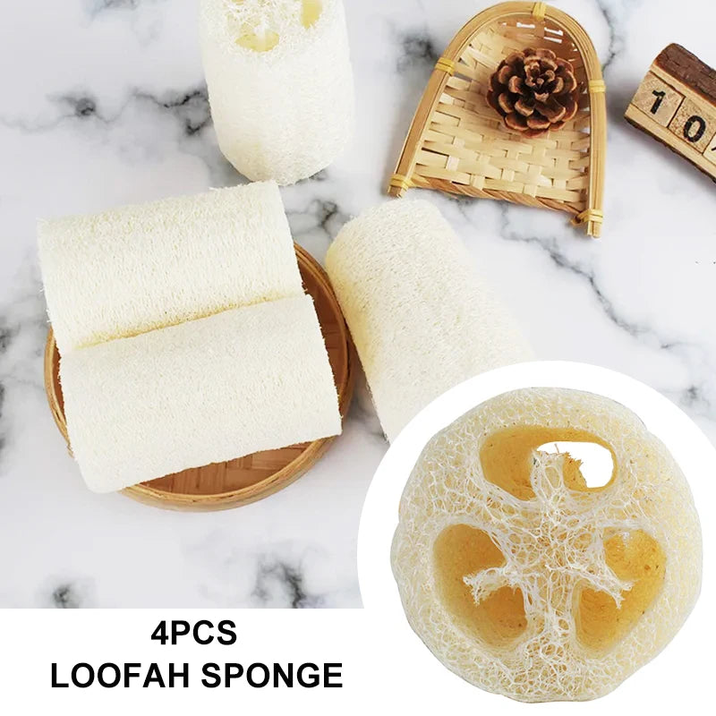 4Pcs/pack Organic Loofahs Loofah Spa Exfoliating Scrubber natural Luffa Body Wash Sponge Remove Dead Skin Made Soap 4 Inch