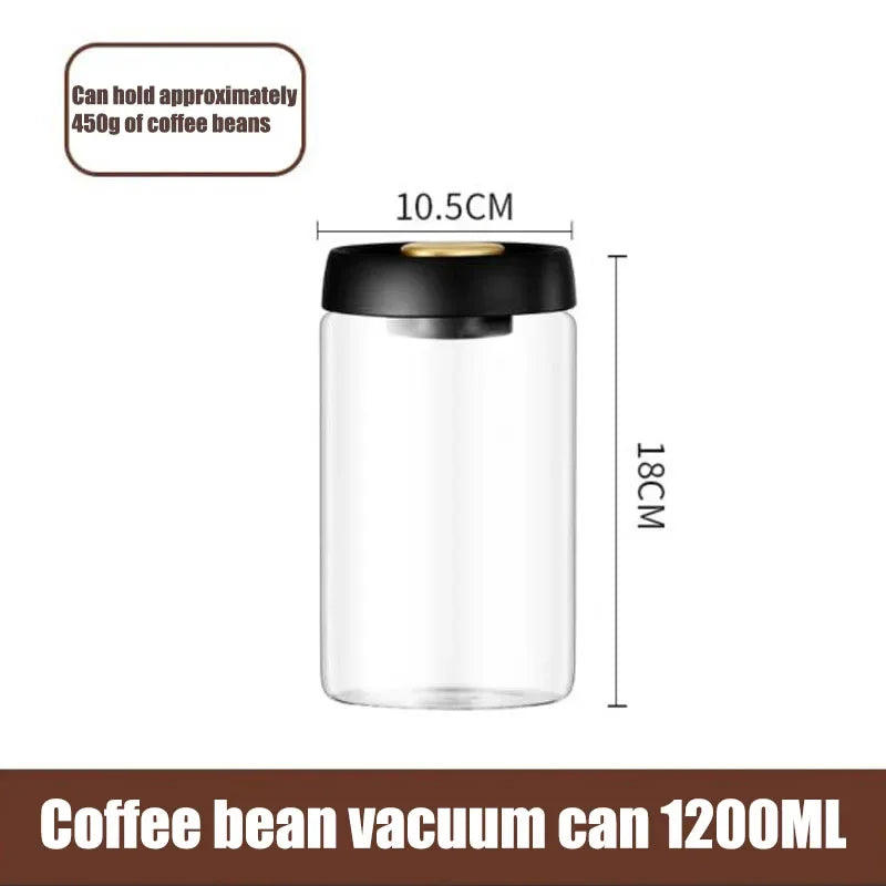Coffee Bean Sealed Jar, Kitchen Storage, Glass Jar, Moisture-Proof, Vacuum Pressed Storage Jar, Tea, Rice, Peanut Storage