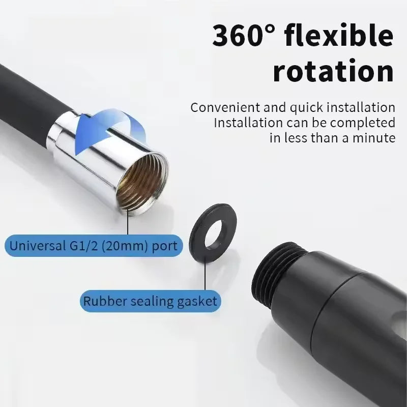 New 1.5/2/3M Silicone Shower Head Hose Flexible Anti-Winding Pipe High Pressure Powerful Shower Tube Bathroom Faucte Accessories