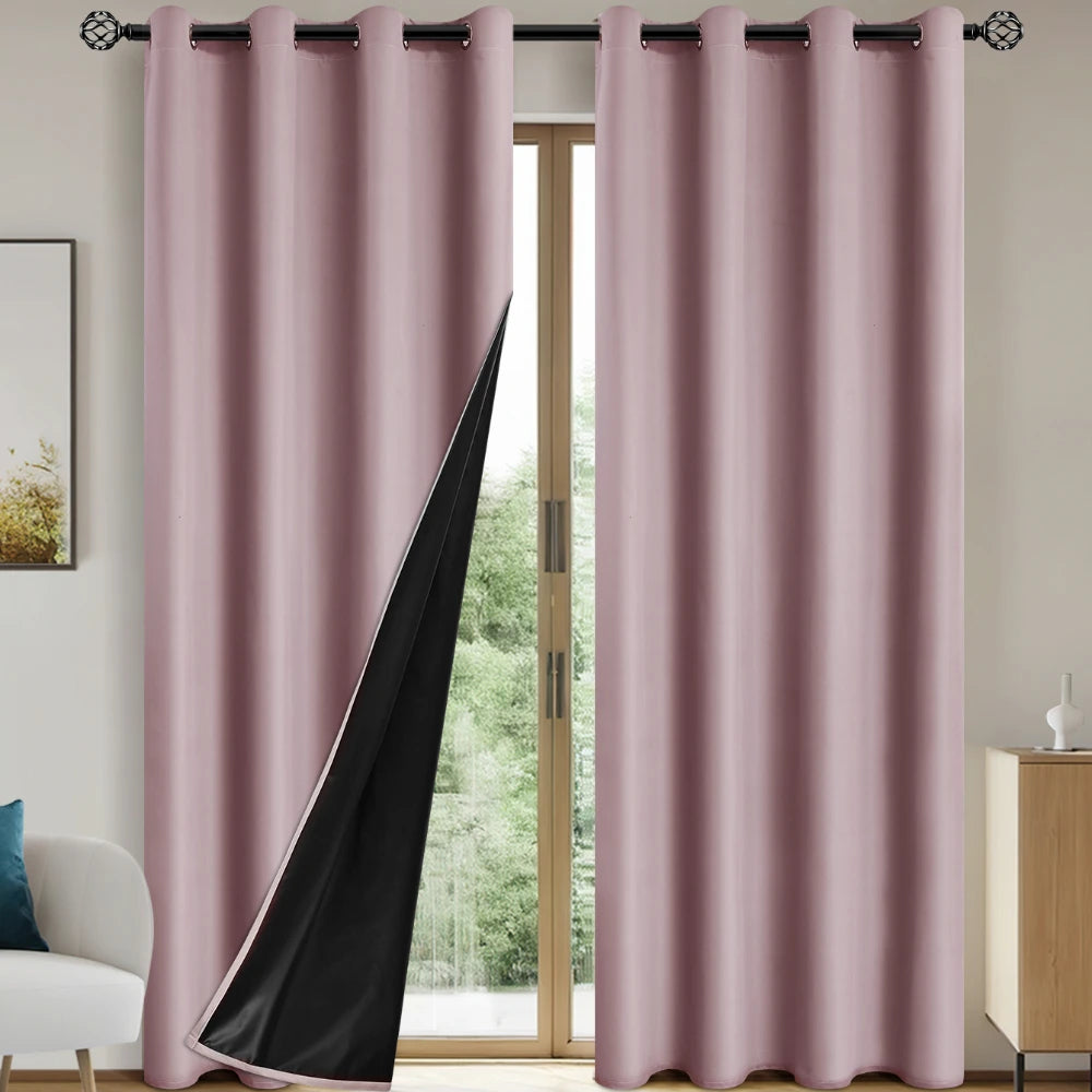 1pc Solid Blackout Curtains with Grommets, Total Privacy Drapes for Bedroom