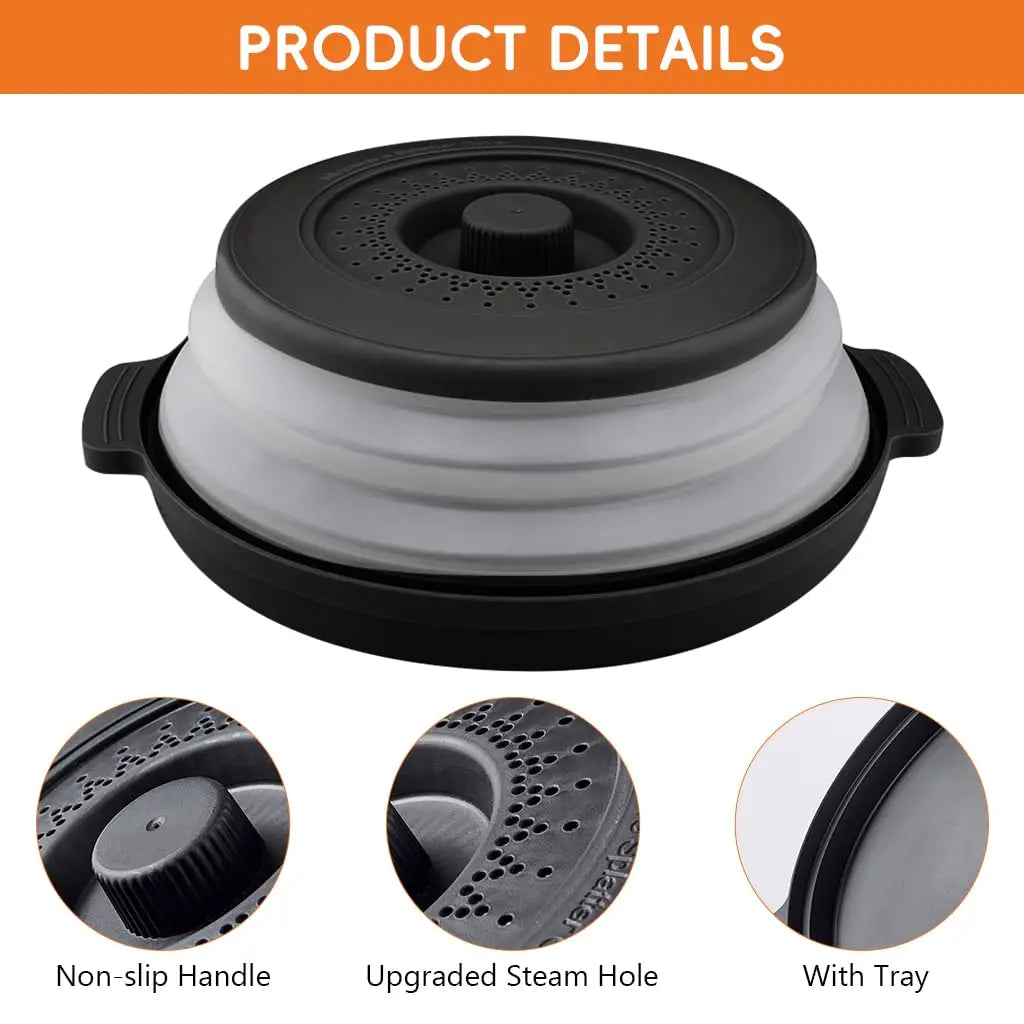 10.2 inch Microwave Plate Cover 2 In 1 Cover as Splatter Guard Collapsible Lid for Plate Dish Bowl Multi-Purpose Kitchen Gadget