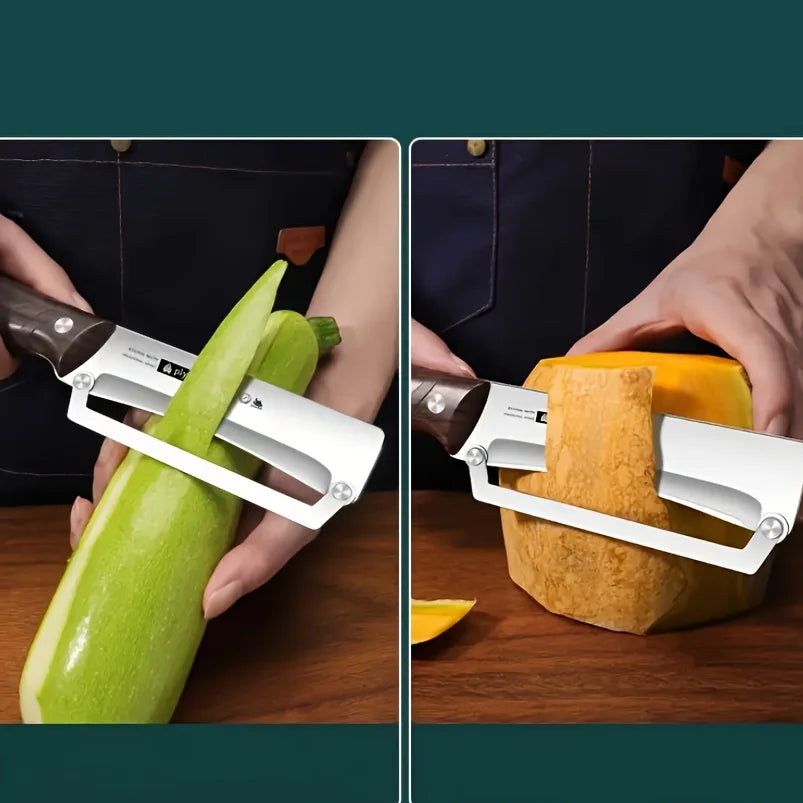 Stainless steel peeler with wooden handle for peeling and slicing fruits and vegetables | Durable and smooth operation