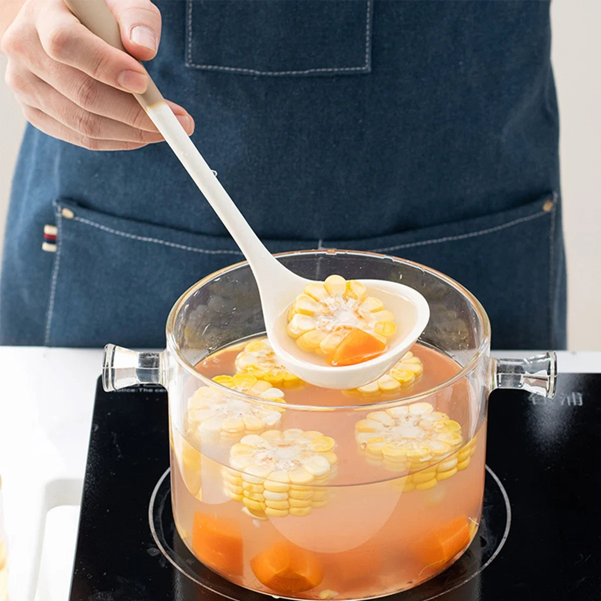 4-Piece Silicone Kitchen Utensil Set with Non-Stick Pans Silicone Spatula Soup Ladle Slotted Spoon Cooking Tools for Kitchen