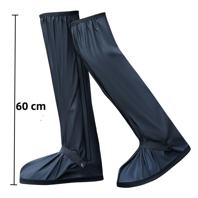 Reusable Anti-Slip PU Leather Waterproof Shoes Cover Water Boots Cycling Hiking Overshoes Rain Snow Wet Sand Shoes Protectors