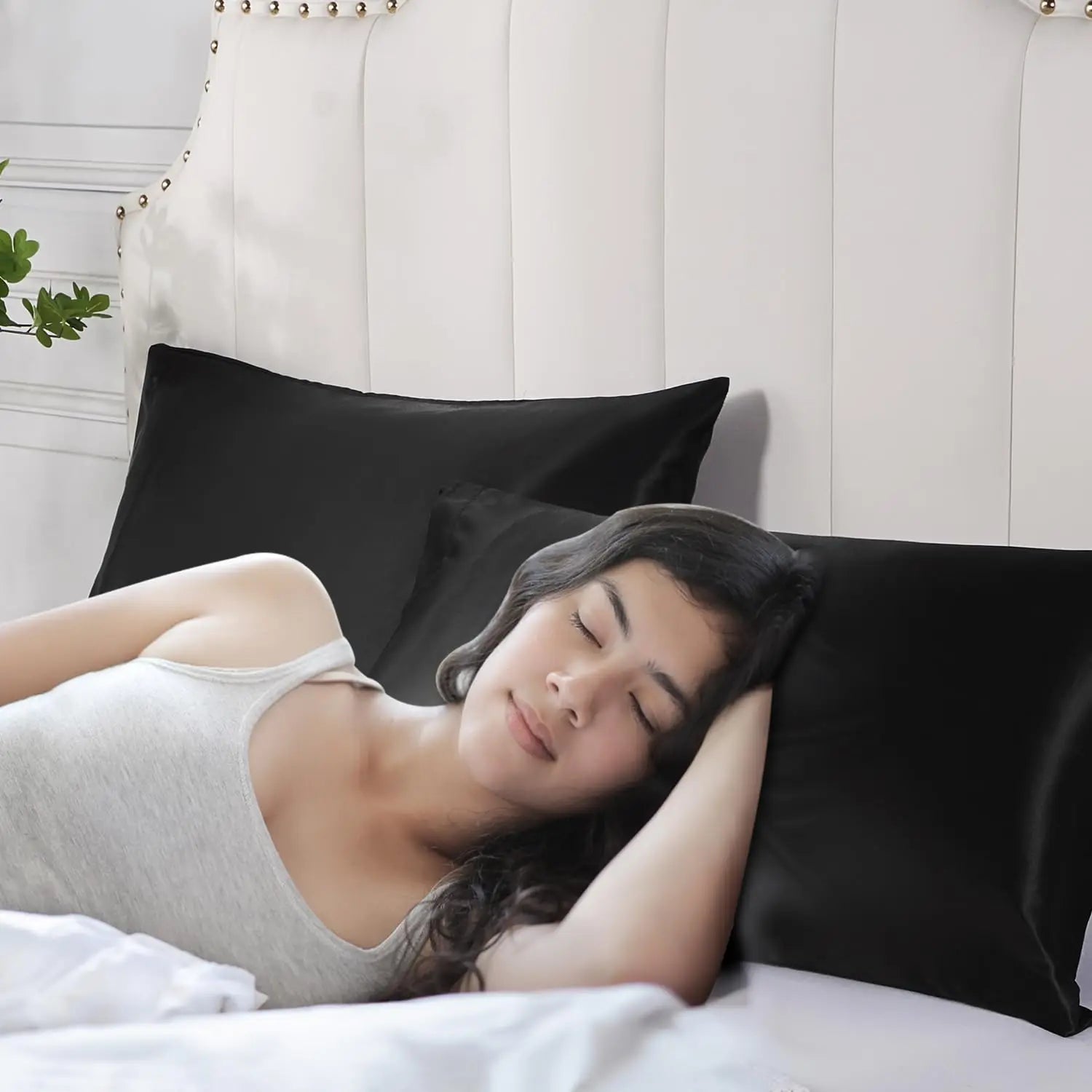 2pcs Satin Silk Pillowcase for Hair and Skin, Coral Pillow Cases Standard Size Set of   Super Soft Pillow Case